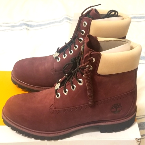 Men's 6inch Waterproof Premium Timberland Boots Burgundy NEW W/Box!